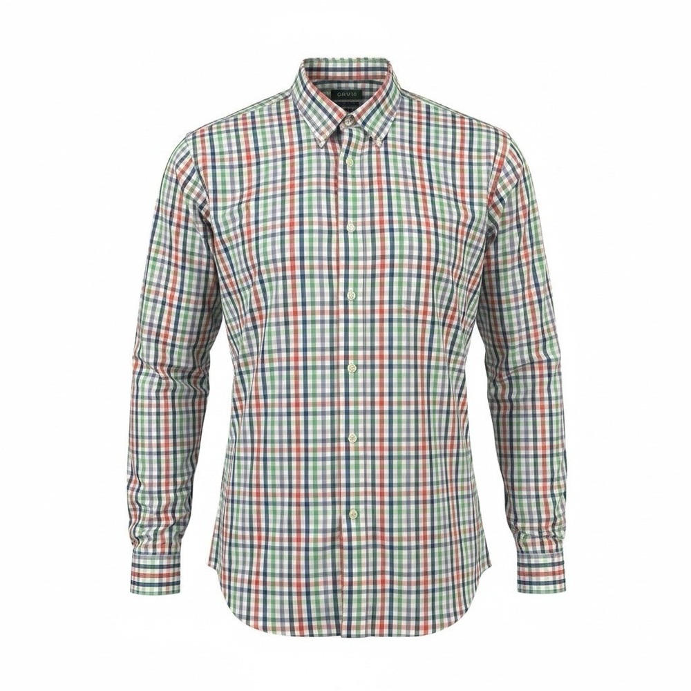 Orvis XL Tall Plaid Men's Cotton Shirt Navy, Green, Black, Gray, Red, White